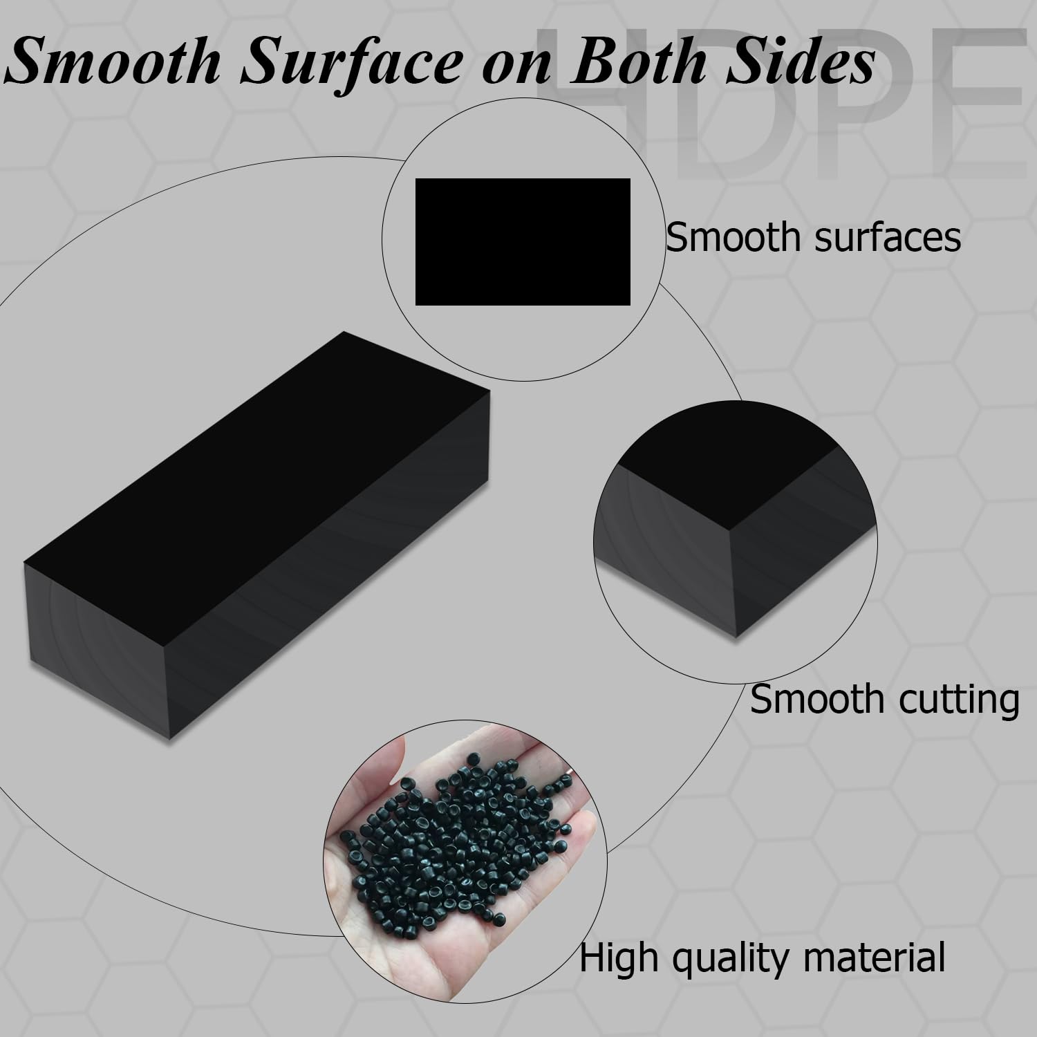 HDPE Plastic Sheet Block - Black, 3" x 12" -5 HDPE Plastic Sheet Block - Black, 3" x 12" -5