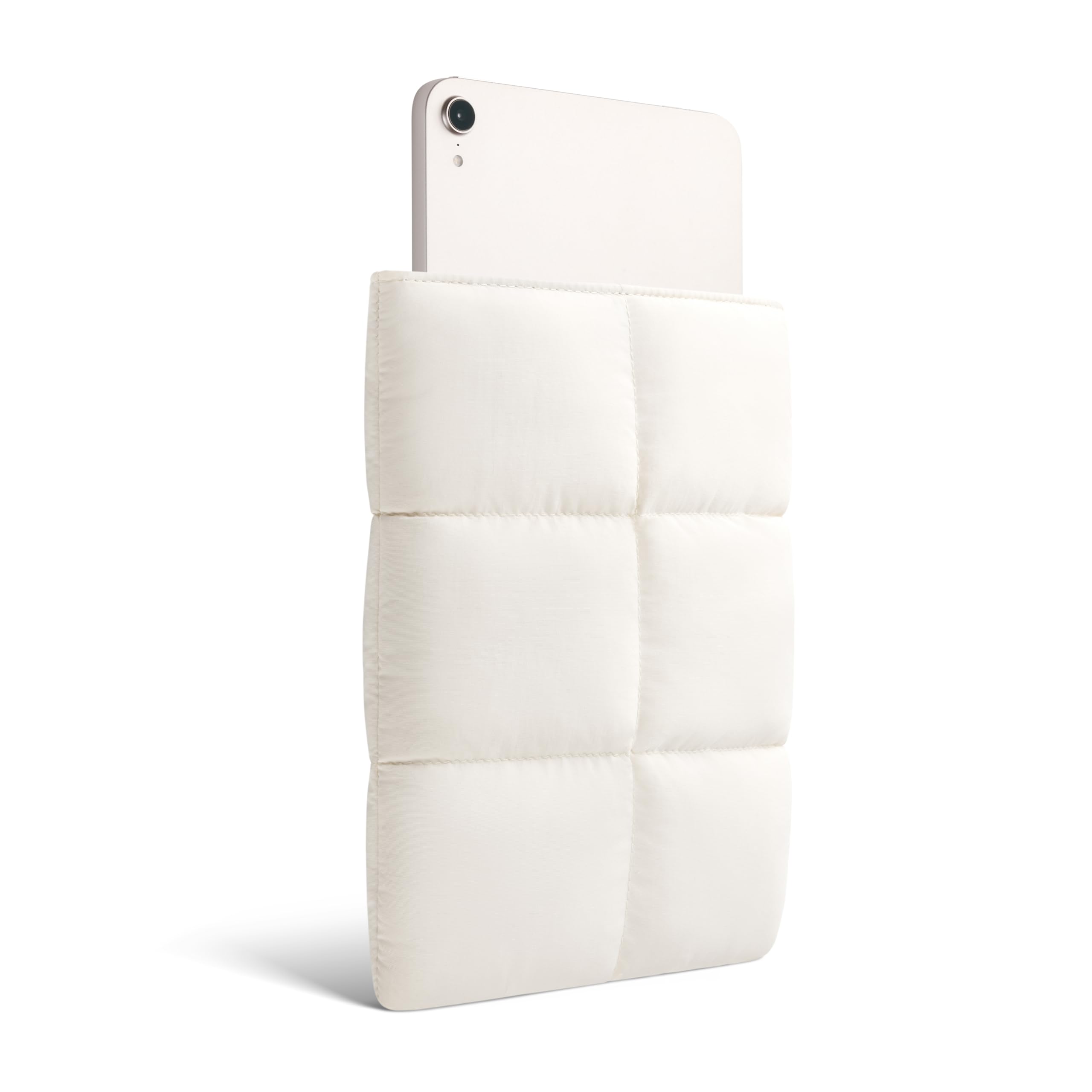 Comfyable Puffy custodia tablet 7-8 pollici compatibile con iPad Mini 7 2024 A17 Pro, Mini 6 2021 A15, borsa tablet trapuntata stile puffer per donna e uomo, bianco riso