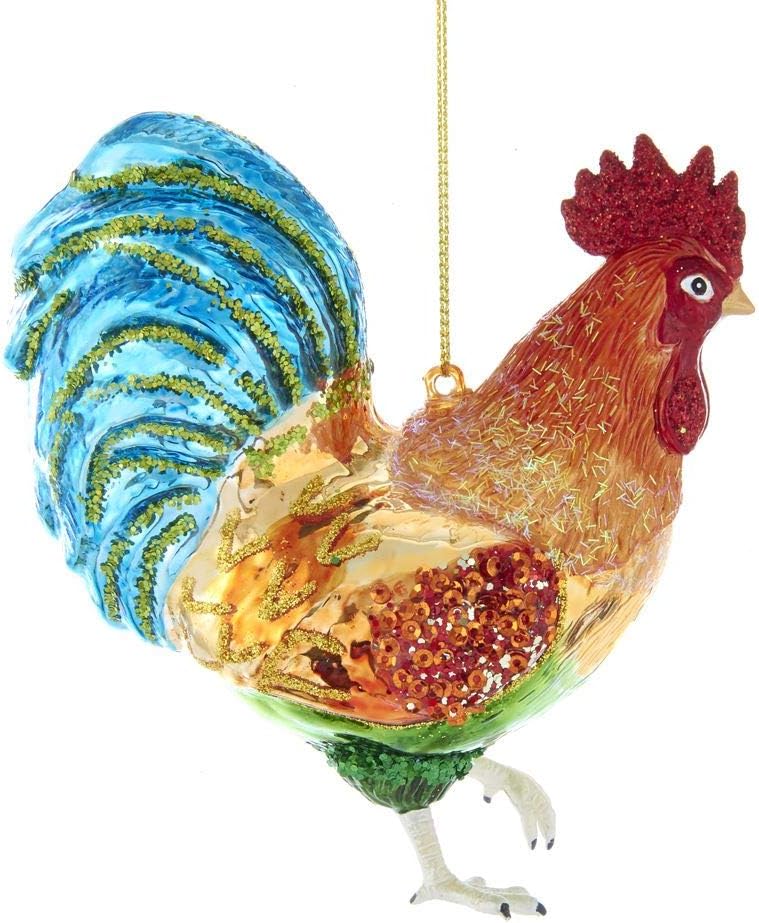 Kurt Adler3.5-inch Noble Gems Glass Rooster Hanging Ornament