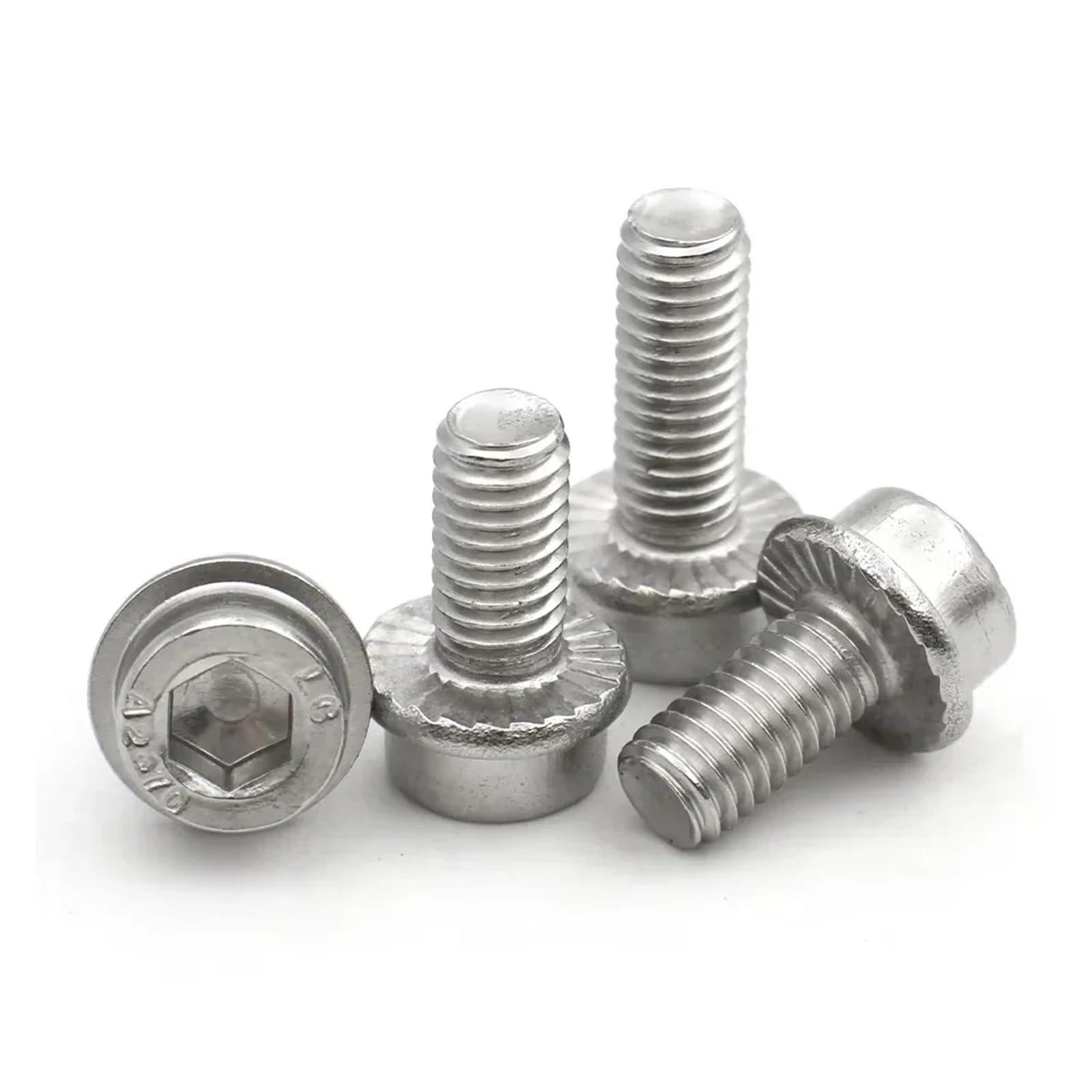 M3 M4 M5 M6 M8 M10 M12 304 Acciaio inossidabile A2-70 Testa esagonale con esagono incassato Rondella flangiata dentellata Vite bullone 10/30 pezzi(65mm,M8 x10pcs)