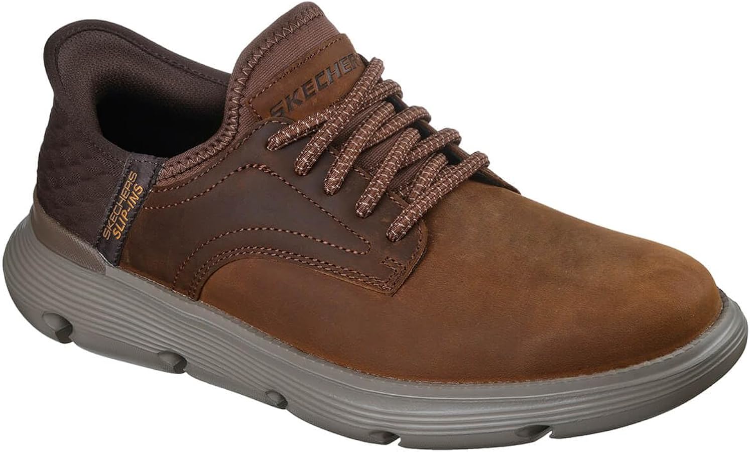 Skechers Men's Garza Gervin Slip-On, Dark Brown Leather, 6 UK Wide