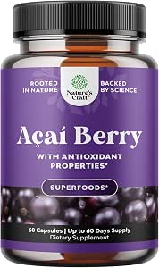 Acai Berry Supplement for Energy & Weight Goals - 600 mg per Serving, 60 Count