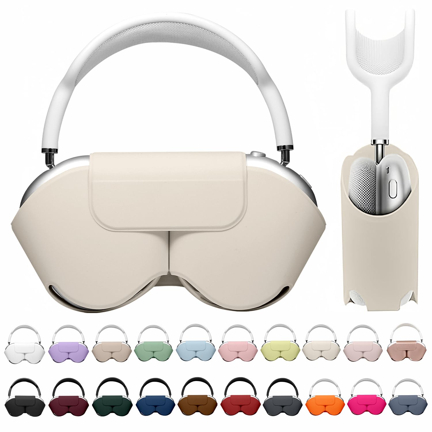 Maxjoy for Apple Airpods Max Smart Case Cover, Soft PU Leather Protective Cover Accessories for Airpod Max with Sleep Mode, Anti-Dust Travel Carrying