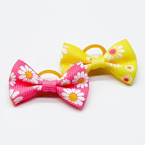 Miniatura 6 de 20 unids/10 pares de lazos para el pelo de Daisy Yorkie para cachorros con bandas de goma, accesorios para el cabello, lazo para el cuidado