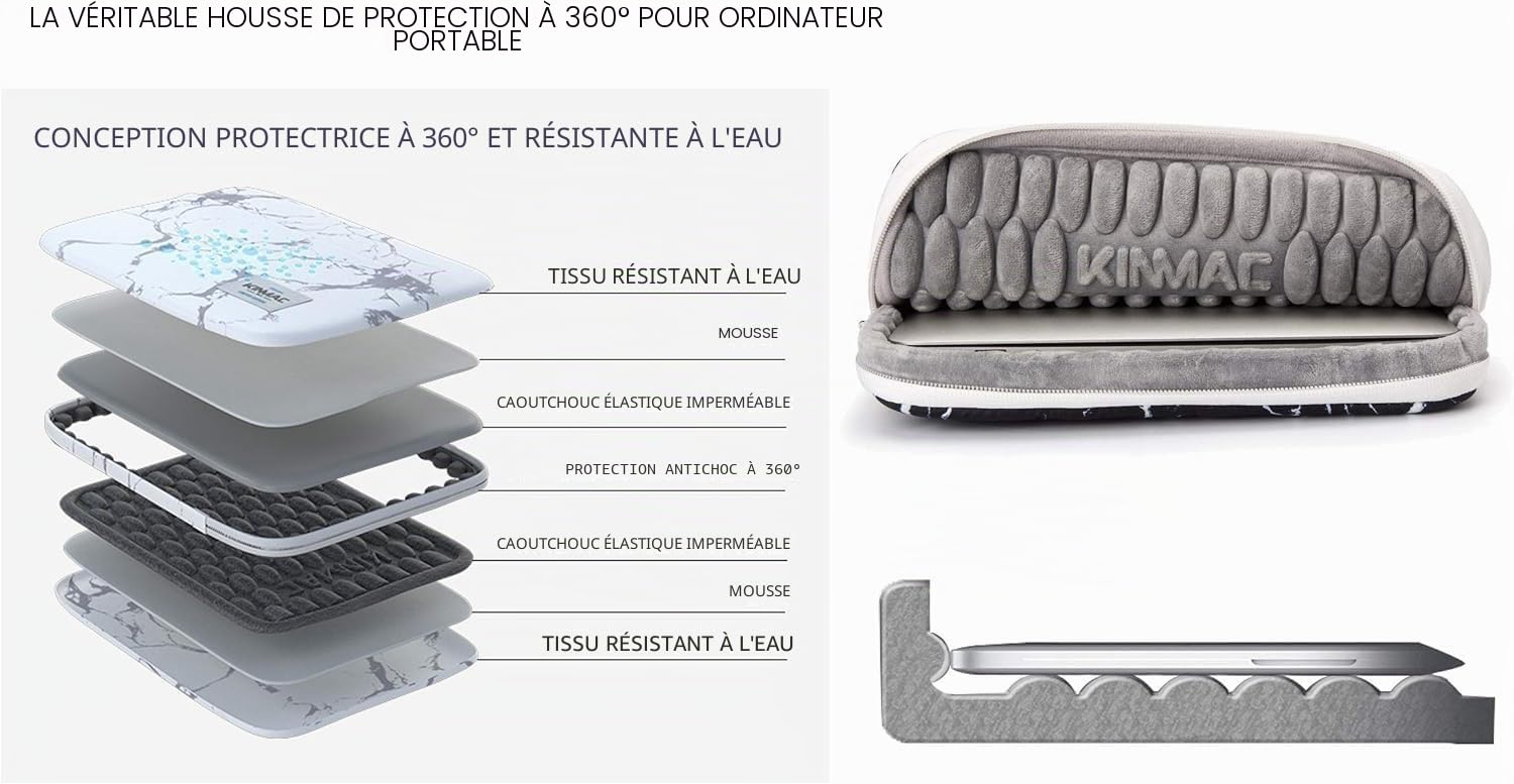 Kinmac Housse de protection à 360° imperméable avec poignée pour ordinateurs portables (feuille d'olivier, 15,6"-16")