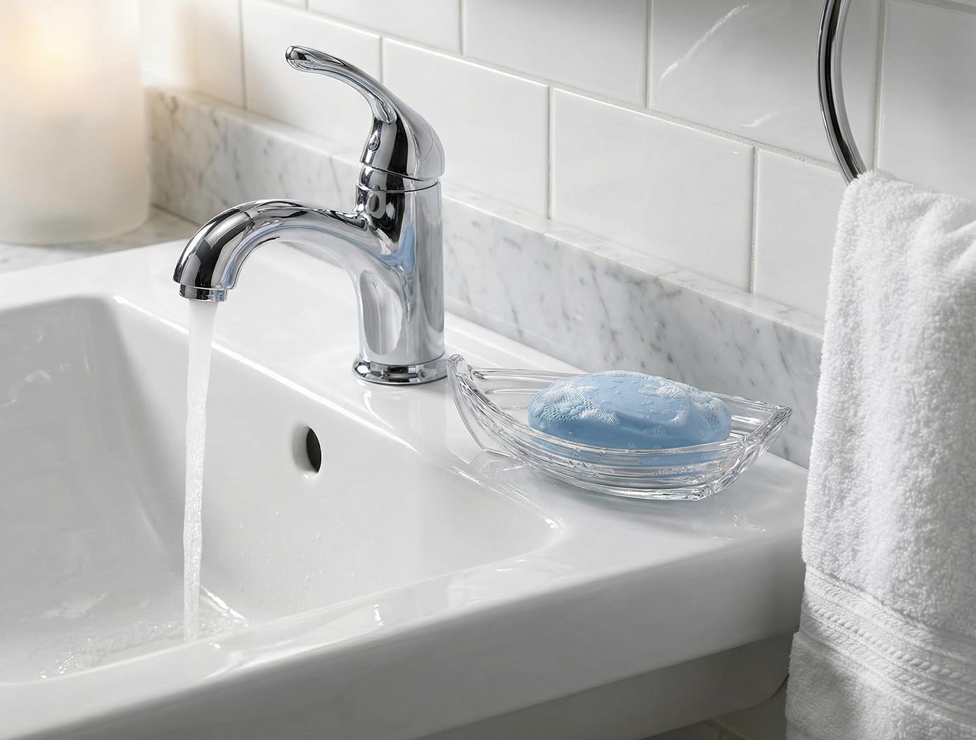 Portasapone decorativo a forma di barca con scarico in vetro trasparente, porta sapone pesante per bagno, lavello e cucina