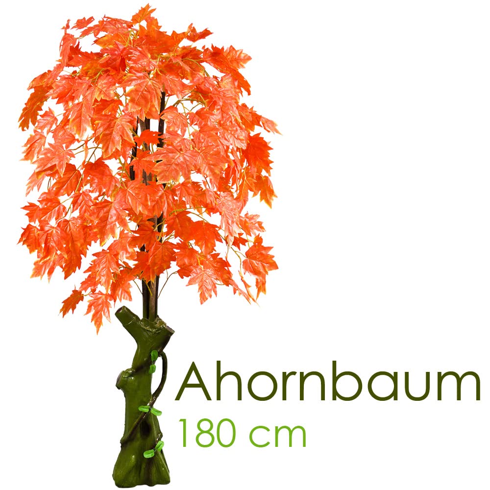 Erable Plante Arbre Artificielle Artificiel Plastique 180cm Domaine Interne Feuilles Rouges Decovego