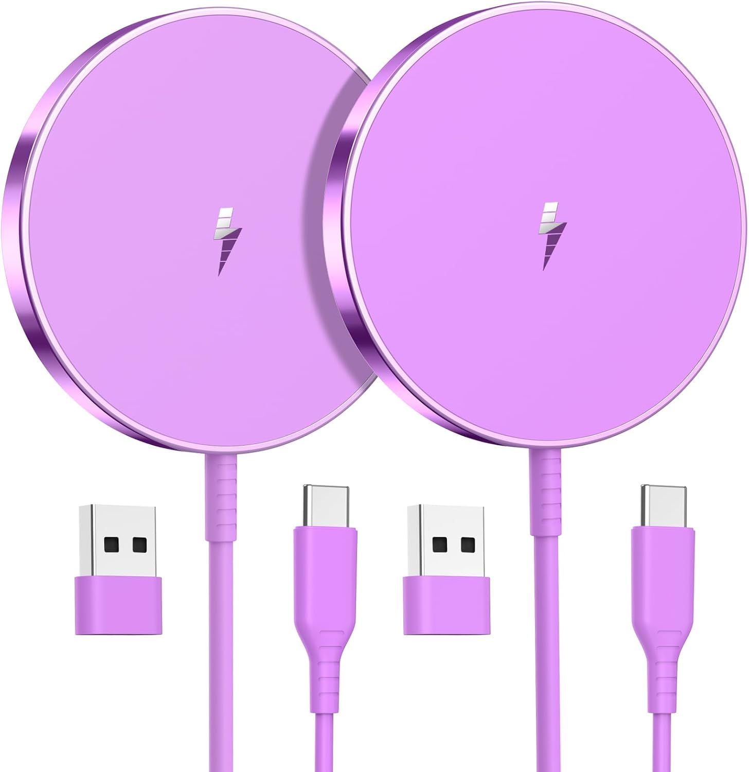 Mag-Safe Ladegerät Wireless Charger iPhone, 15W Schnell Apple induktive ladestation für iPhone 17/16/15/14/13/12 Serie und AirPods 4/3/2/Pro 2, 2er-Pack 5ft Kabel,Mag-Safe Originalersatz