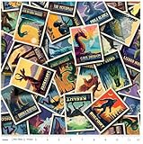 Riley Blake Legends of The National Parks Postcard Toss Multi by Anderson Design Group | Premium Quilting Cotton Fabric for Crafts, Apparel & Home Décor (36