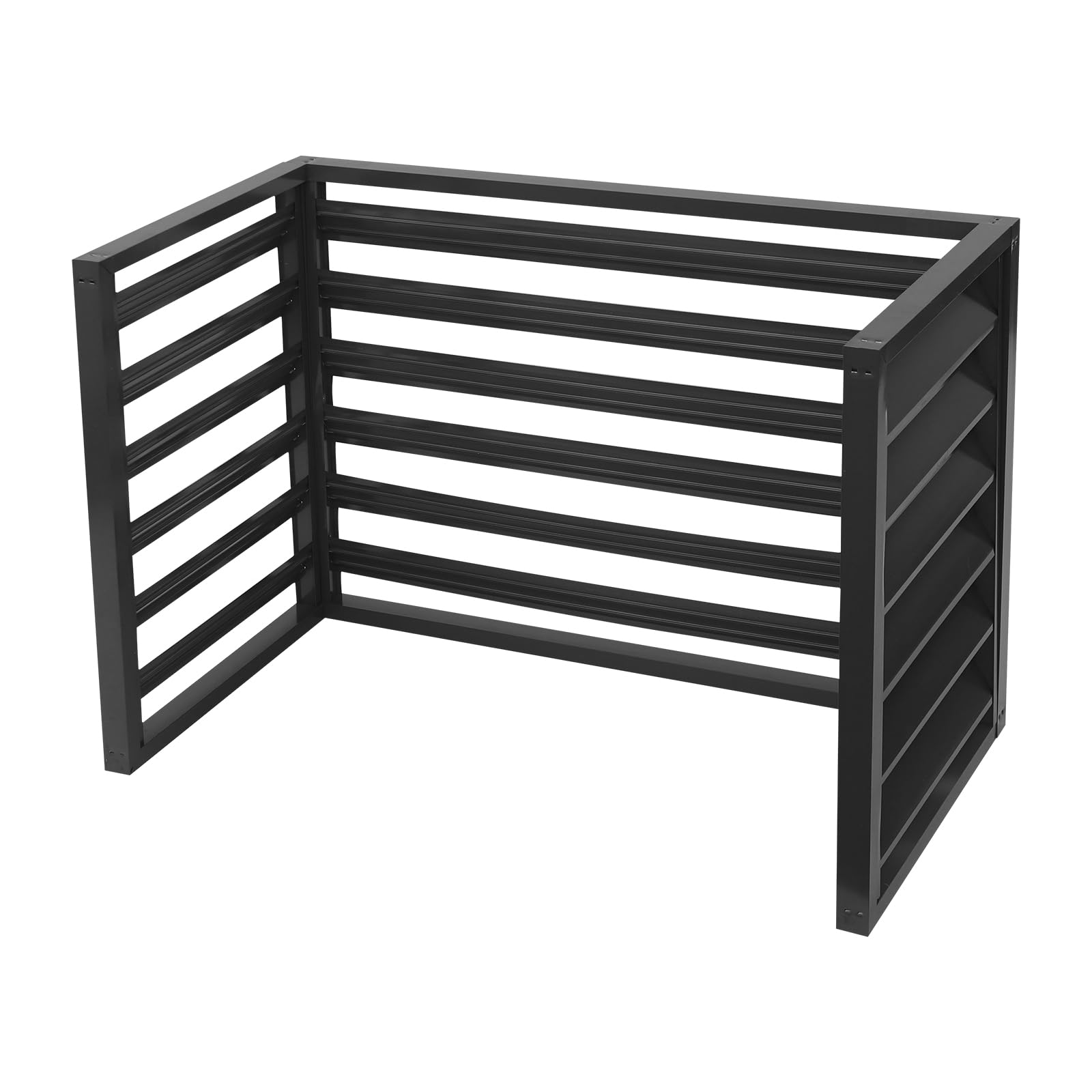 Osłona klimatyzacji ze stopu aluminium, kratka ochronna do klimatyzatorów i pomp ciepła, montaż na ścianie, ochrona dużej jednostki zewnętrznej, 100 x 50 x 70 cm (czarna)