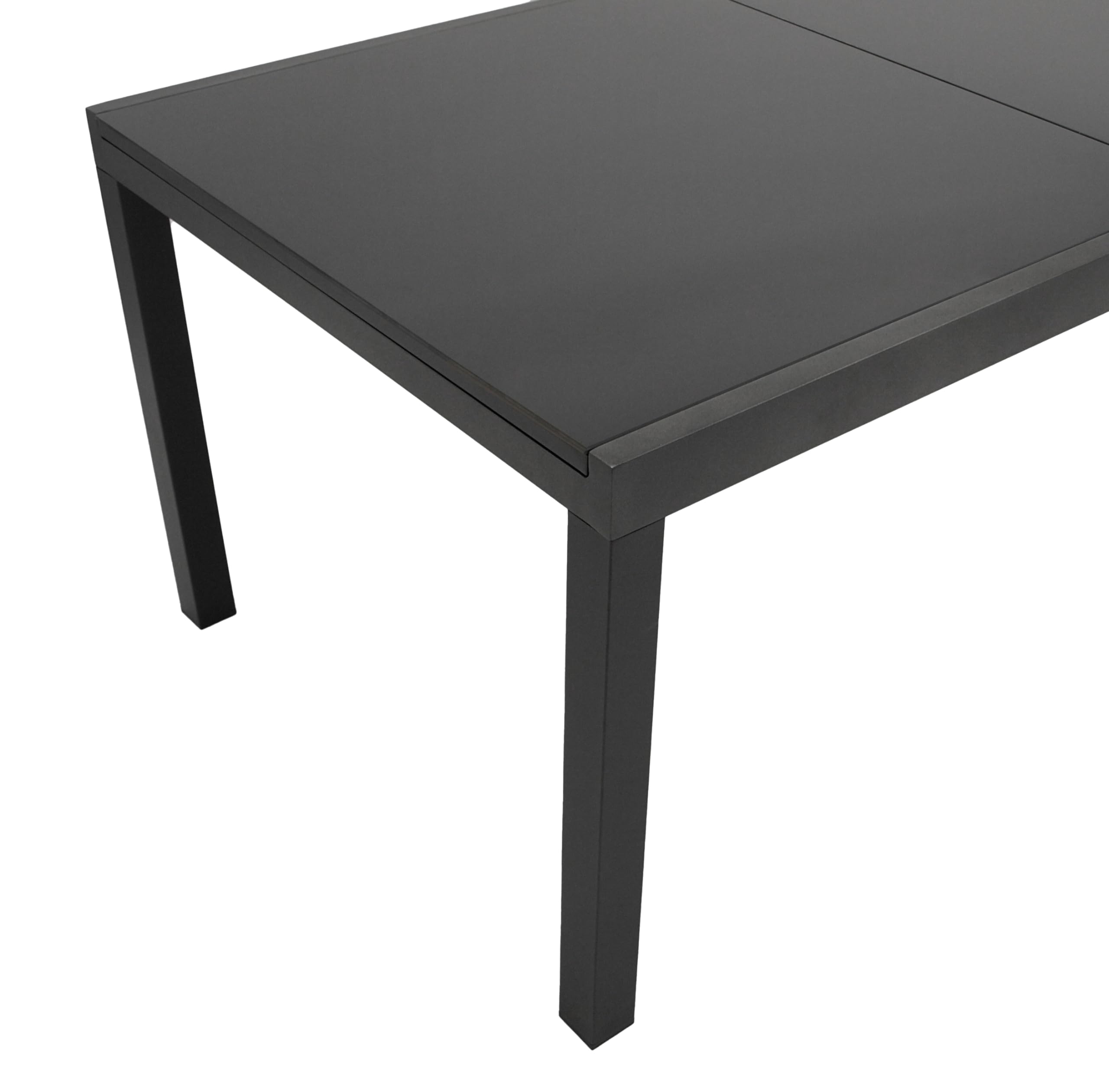 DEGAMO Gartentisch Ausziehtisch ELBA XXL, 200/300x110cm, Aluminium anthrazit + Glas schwarz, Outdoor