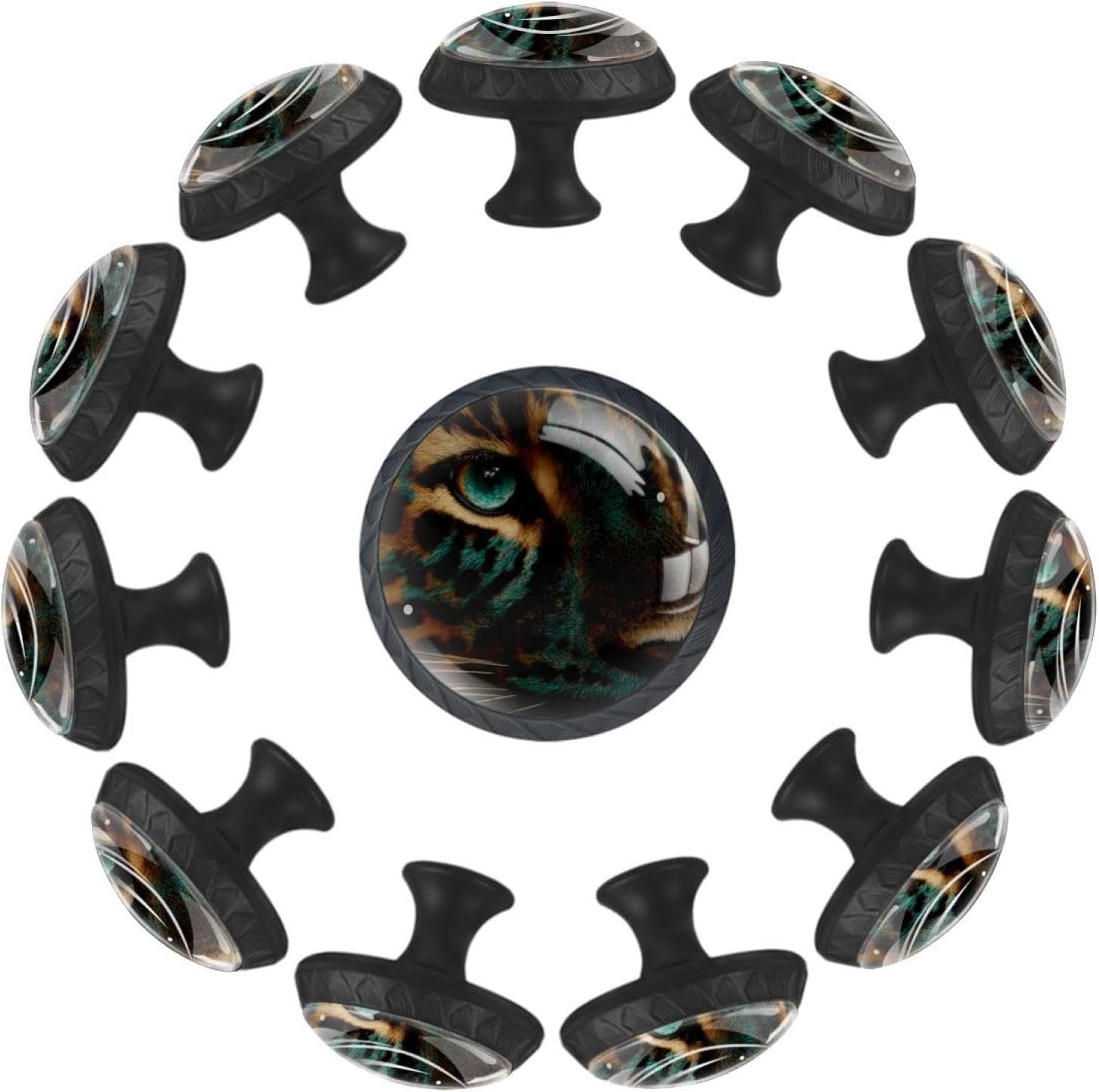 Black Little Flowers (1) Household Cabinet Knobs, Glass Drawer Pulls for Kitchen Cupboard Dresser Closet