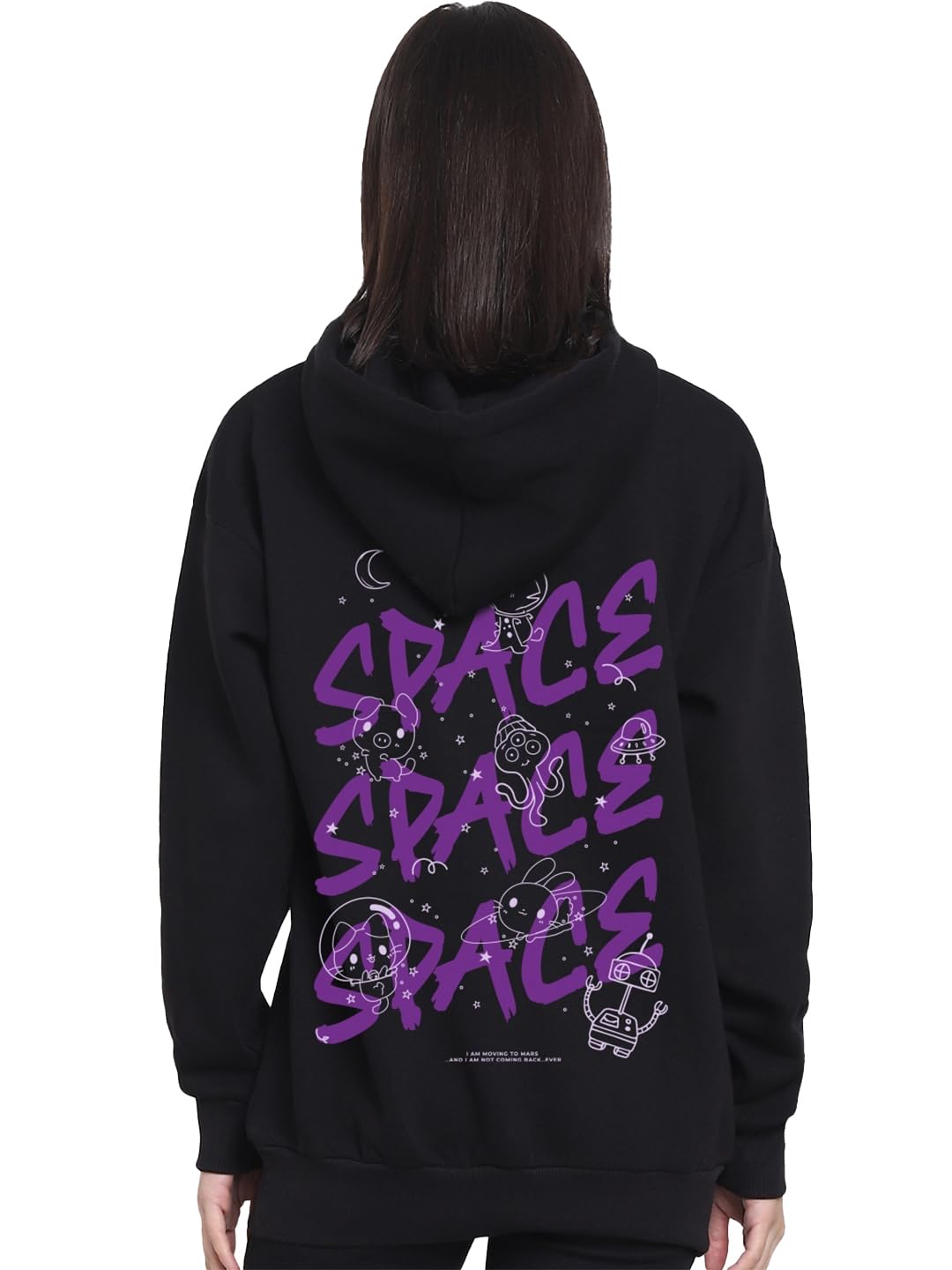Women's Typography Oversized Fit Full Sleeve Fleece Hoodies-image-23