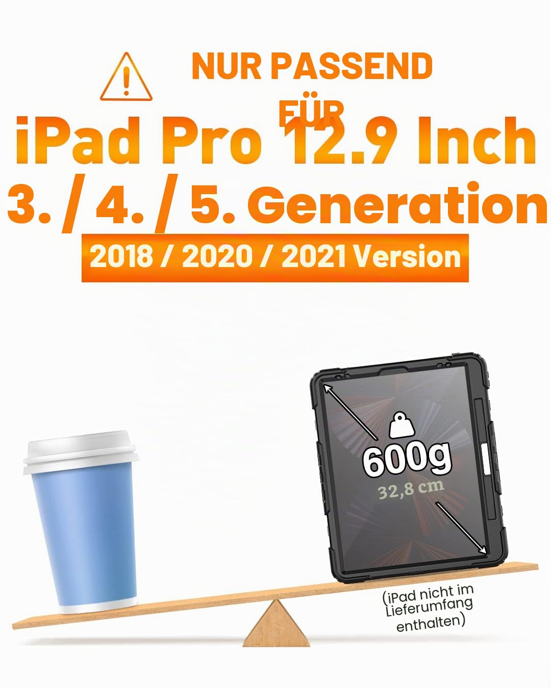 Timecity Hülle für iPad Pro 12.9 Zoll (6./5./4./3. Gen) (2022-2018) | mit Stoßfeste Displayschutz,360° Drehbarem Ständer,Handschlaufe,Schultergurt, Stifthalter,für iPad Pro 12.9 Hülle,Schwarz