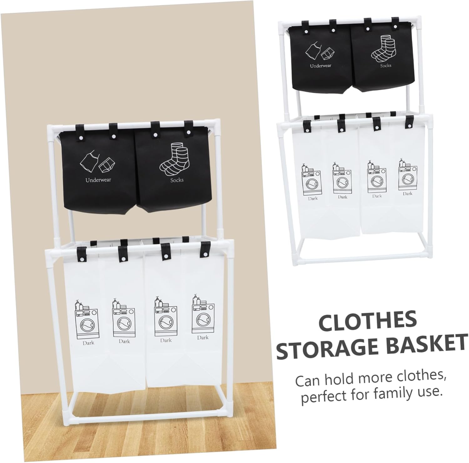 Large Home Laundry Basket with Smooth Surface and Practical Stand Multipurpose Storage Organizer for Dirty Clothes and Sporting Goods Easy to Carry and Clean