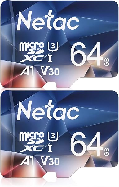 Netac 2 Paquetes 64 GB Tarjeta de Memoria Micro SD A1 U3 C10 V30 UHS-I Velocidad hasta 100/30 MB/S para Teléfono, Videocámara, Switch, Tableta - 1