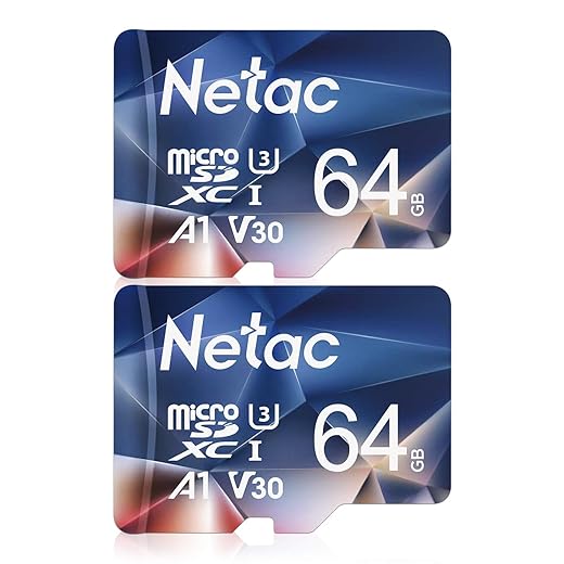 Netac 64GB 2 Pack Micro SD Card Speed up to 100MB/s for Action Cameras, Drones, Smartphones and Tablets, Memory Card SDXC UHS-I C10/U3/V30/A1 FAT32