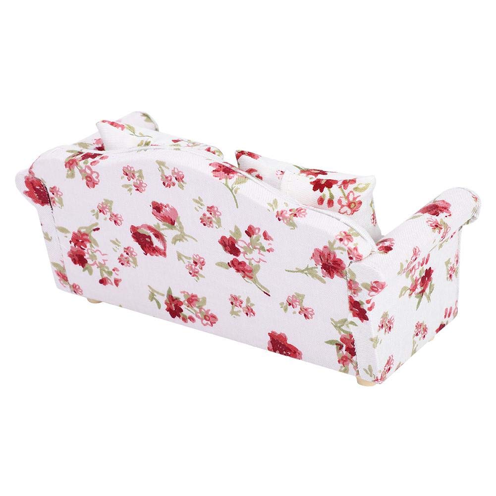 Redxiao Wzór kwiatowy, domek dla lalki, sofa dla lalki, mini sofa o średnicy 12 cali (duże klastry kwiatowe)