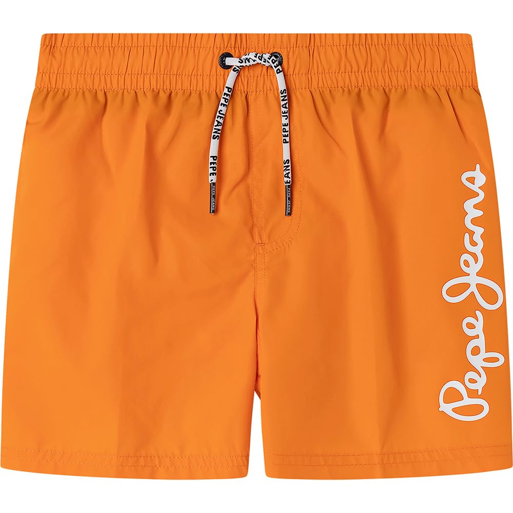 Pepe Jeans Boys Orange(Orange) Logo Swimshort Shorts, 14 Years Uk