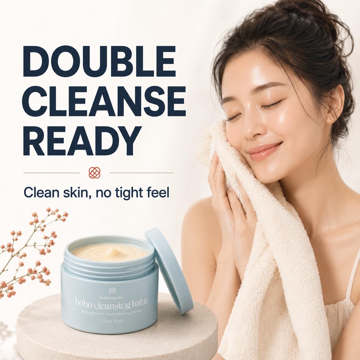Boho Cleansing Balm - Hydrating Makeup Remover with Manuka Honey & Sea Buckthorn - Facial Cleansing Balm for Sensitive Skin - Removes Waterproof Makeup, Mascara & SPF - Travel Size Balm Cleanser 2 oz Product Image 3