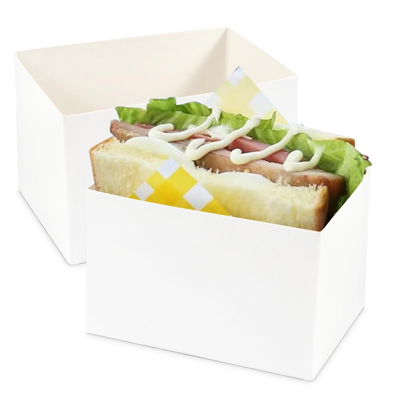 Lockenstab 100-Style 1 Kraft Sandwich Packaging Boxes 100 Pcs Paper,Take Out Food Containers,Toast Holding Bread Tray For Restaurant, Picnic And Party(100-Style 1)