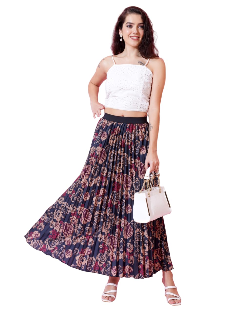 KZULLY| Printed Pleated Long Skirt Versatile Elegance for Every Occasion