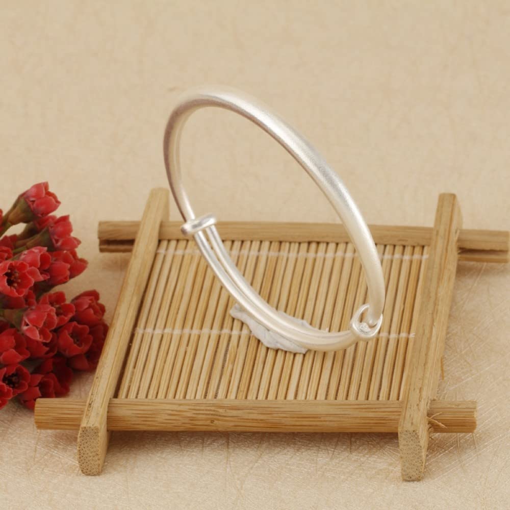 Armband Damen Silber,S999 Silber Freundschaftsarmbänder Minimalist Matte Solid Cuff Armreif Einstellbar Klassischer Schmuck Geschenk Für Frauen Mama Freundin