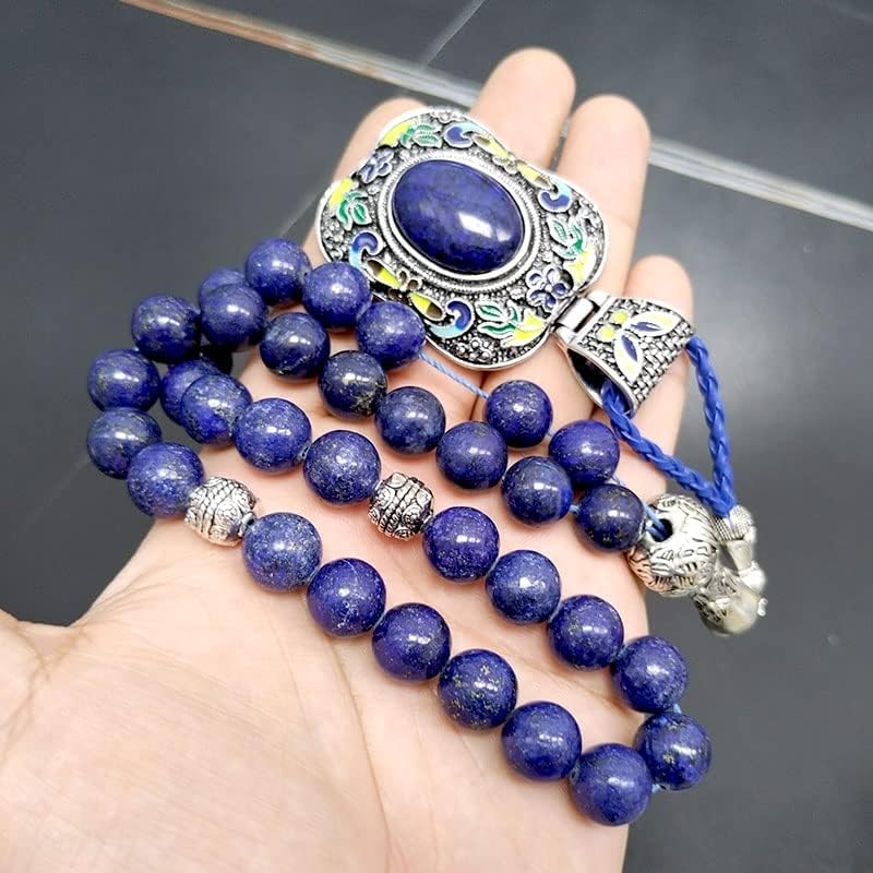 Miniatura 3 de Tasbih - Piedra de lapislázuli natural tamaño 0.472in con colgante de lapislázuli tibetano cuentas de oración musulmana (0.394in x 33 cuentas)