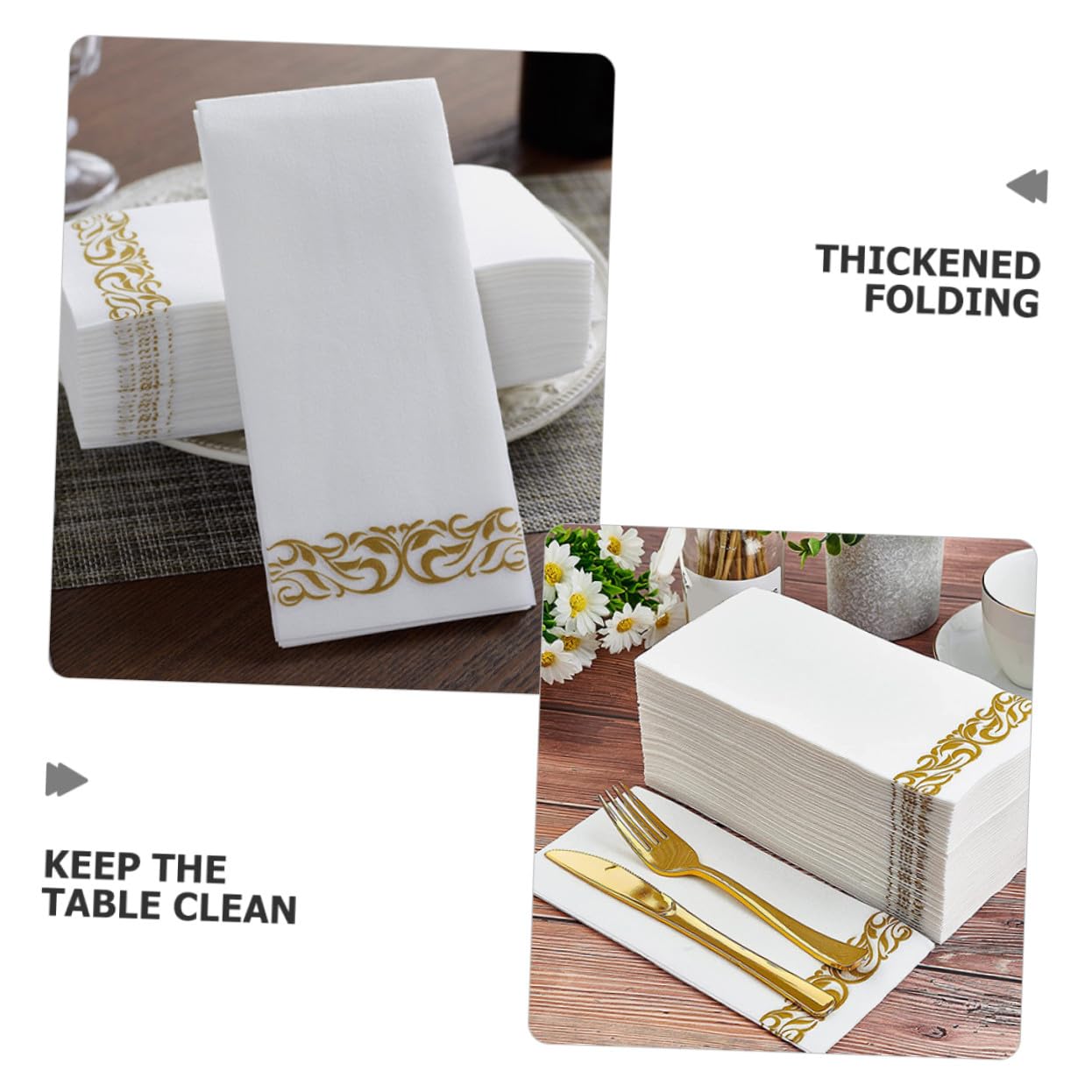 100piezas Servilletas de Papel Doradas Desechables Unidades para Bodas Cumpleaños Fiestas Servilletas de Cena para Invitados