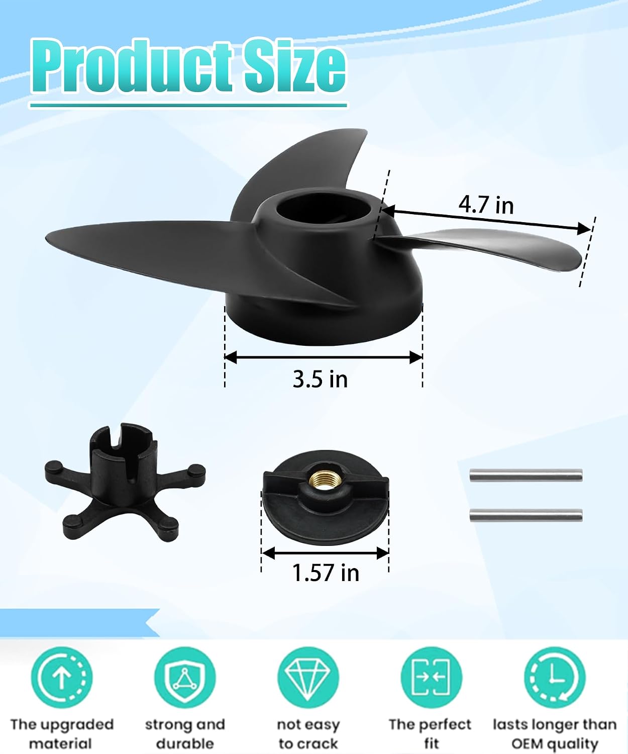 MGA089B 3 Blade Trolling Motor Propeller | Fits for MotorGuide 3.5" Motor Diameters,Fits for MotorGuide R3,55lb,W55,Xi5,36V,75 wireless remote control marine motors