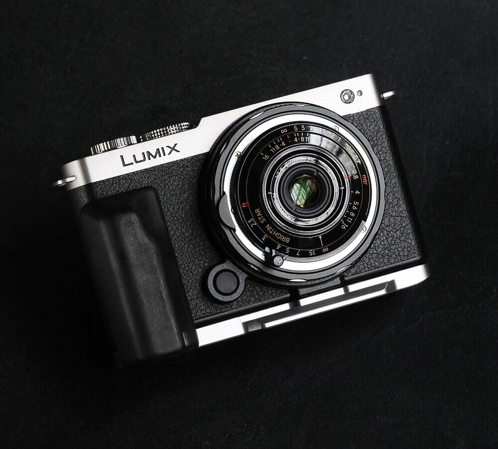 Wood L Handle Hand Grip + Aluminum Alloy Baseplate for lu Mix S9 Camera (Ebony + Sliver Base)