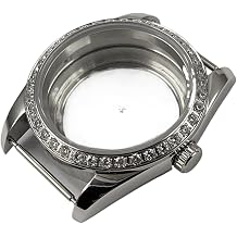 36MM Silver/Rose Sapphire Crystal Case Diamond Watch Case Fit NH34 NH35 NH36 NH38 NH39 NH70 NH72 Movement