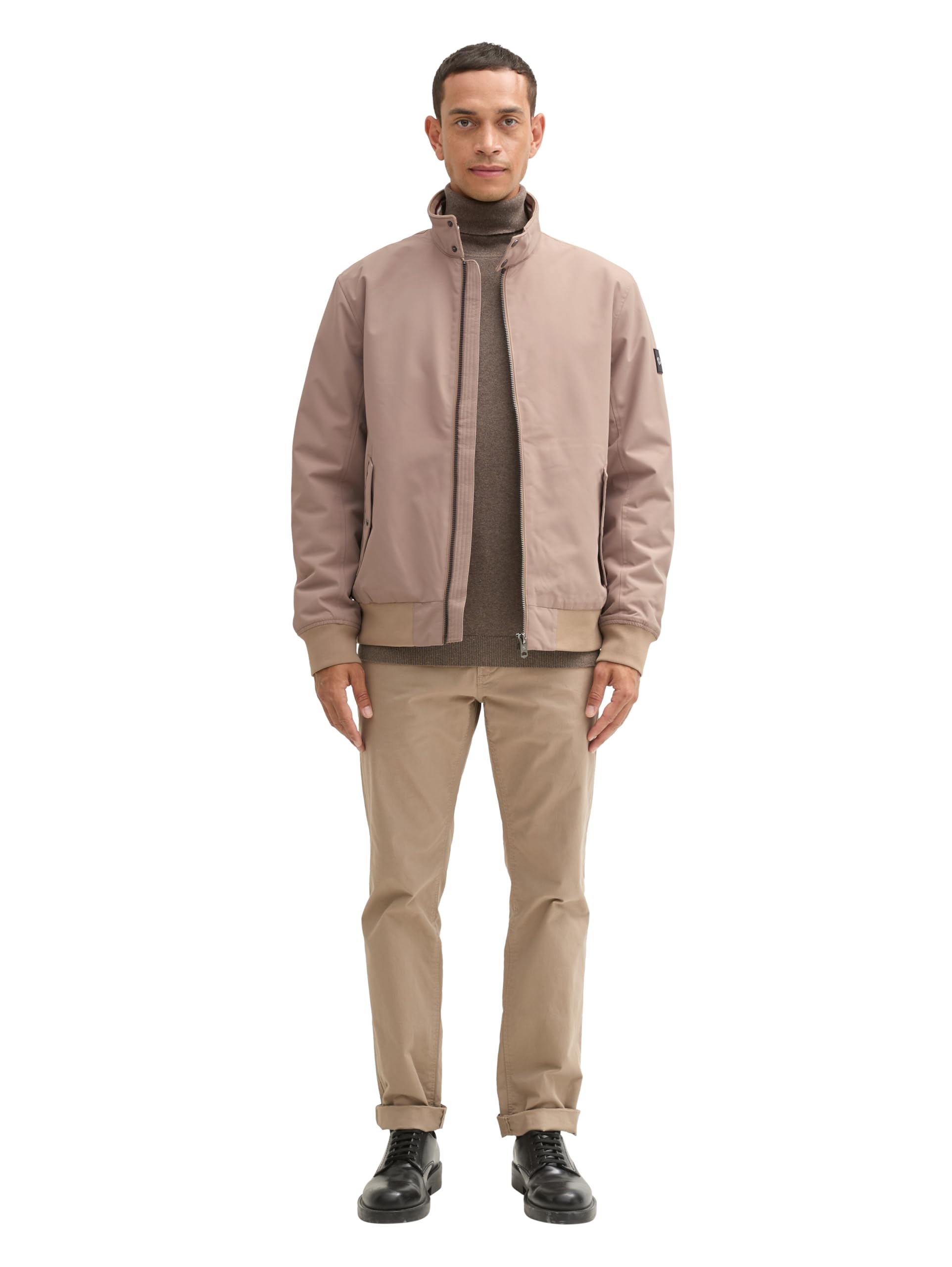 TOM TAILOR Herren Harrington Jacke mit Stehkragen,32240 - Mountain Taupe, M – Ansicht 2