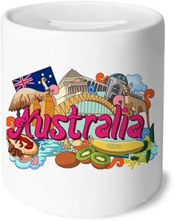 Kangaroo Harbour Bridge Australia Graffiti Money Box Ceramic Coin Case Piggy Bank Gift