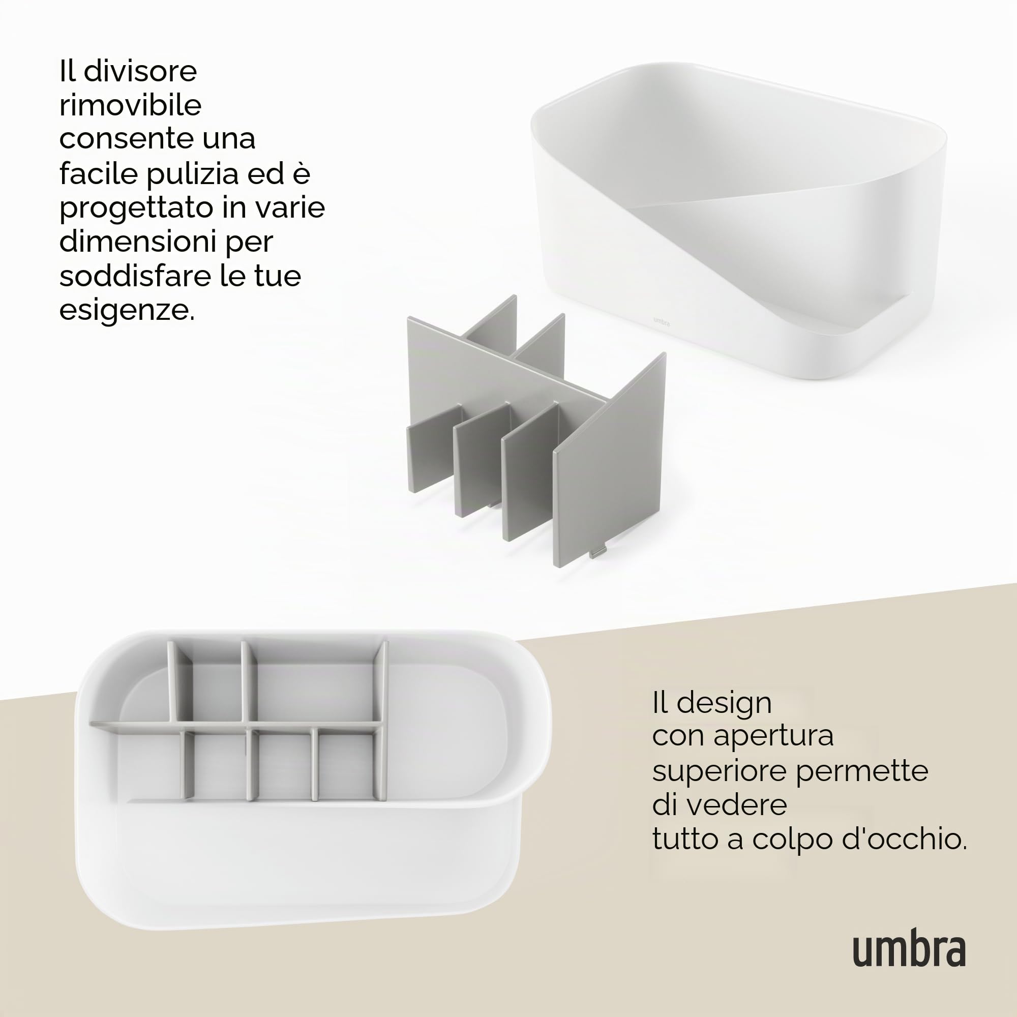 Umbra Glam Organizer per prodotti di bellezza, Bianco/grigio