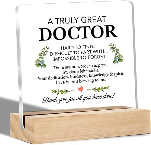 Letrero decorativo de escritorio transparente con texto en inglés "Thank You Doctor Gifts a Truly Great Doctor", regalo de agradecimiento para