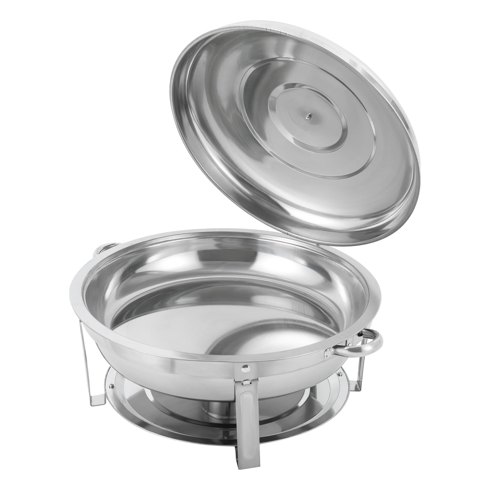 Chafing Dish - Set de buffet redondo de 9 litros, calentador de alimentos de acero inoxidable, estructura y tapa, calentador de sopa para catering, buffet y fiesta