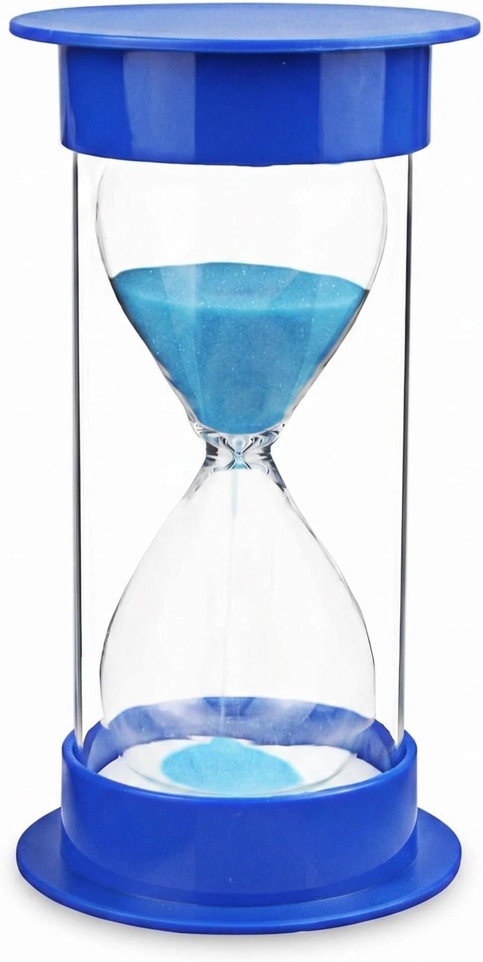 Sand Timer 5 Minutes, Dual Protection Hour Glass with Sand, Hourglass Sand Timer for Kids Safety, Sand Clock Watch Management Assistant, Creative Gift, Living Room Office Decorative (Blue Sand)