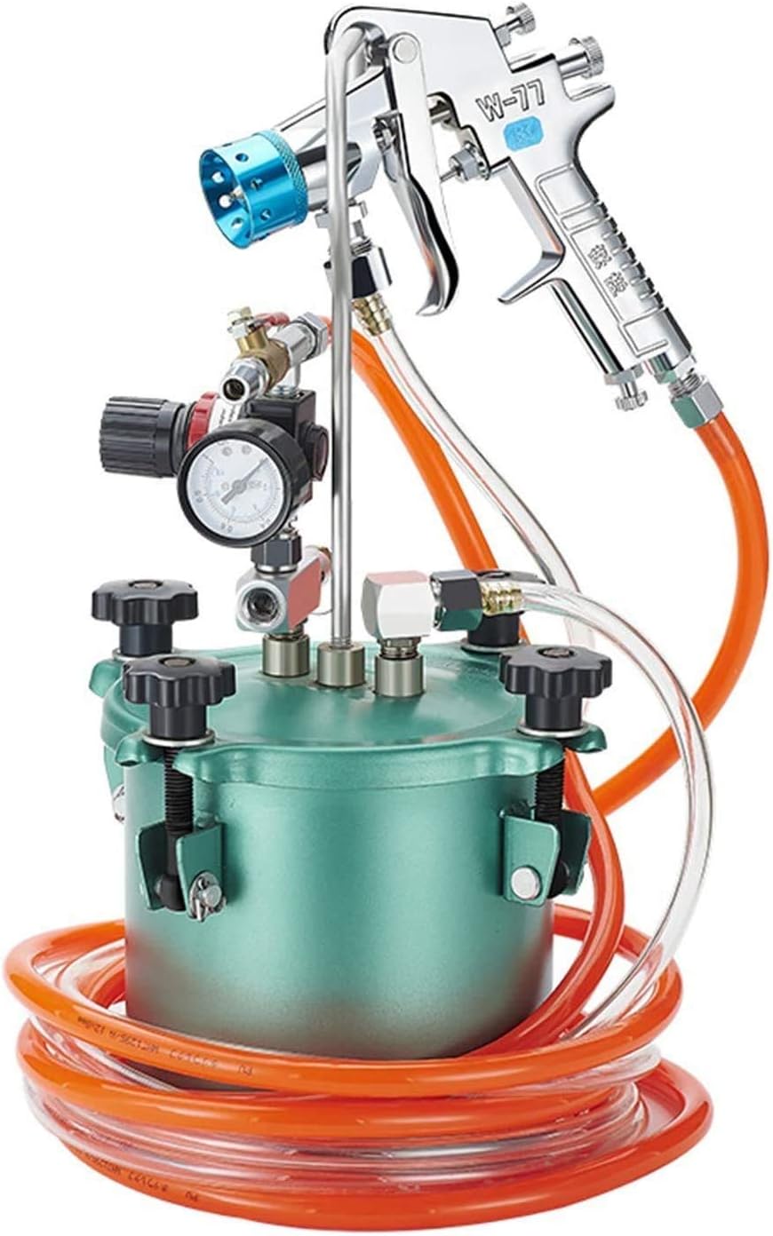 YUNSHINE 2L New Upgraded Pneumatic Imitation Stone Paint Pressure Spray Gun Colourful Lacquer Airbrush High-Capacity Pressure Bucket Marble Paint Caliber Optional (2.5Cal)
