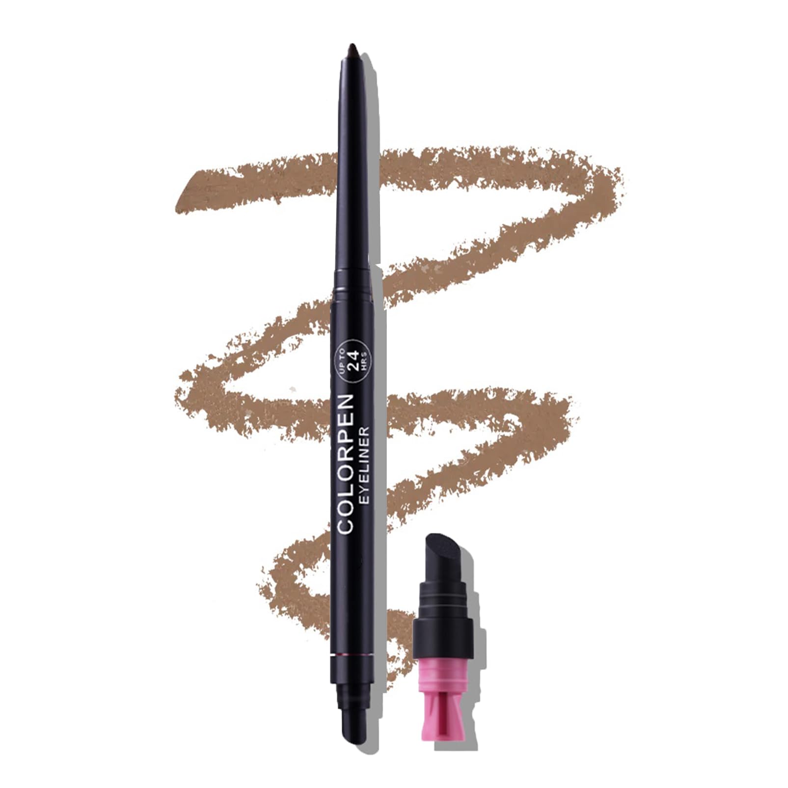 3-in-1 Eyeliner Pencil with Built-in Sharpener & Blending Brush – 12-Hour Long-Lasting Smudge-Proof Wear, Versatile Eye Makeup Tool for Women, Prefect Waterproof Eye Look (Dark Brown)