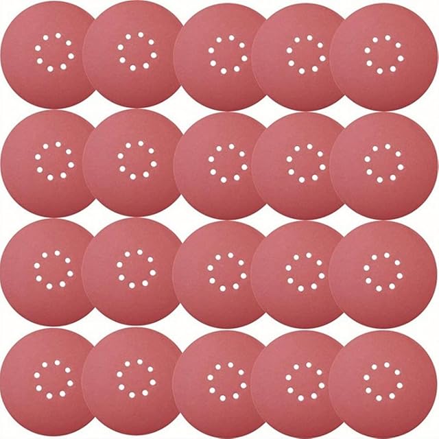FEIHU 225mm Sanding Discs, Sanding Pads Diameter 225mm | Grit 5X P40 / 60/100/120/180/240 | 8 Holes in red | Sandpaper for Drywall Sander (30PCS)