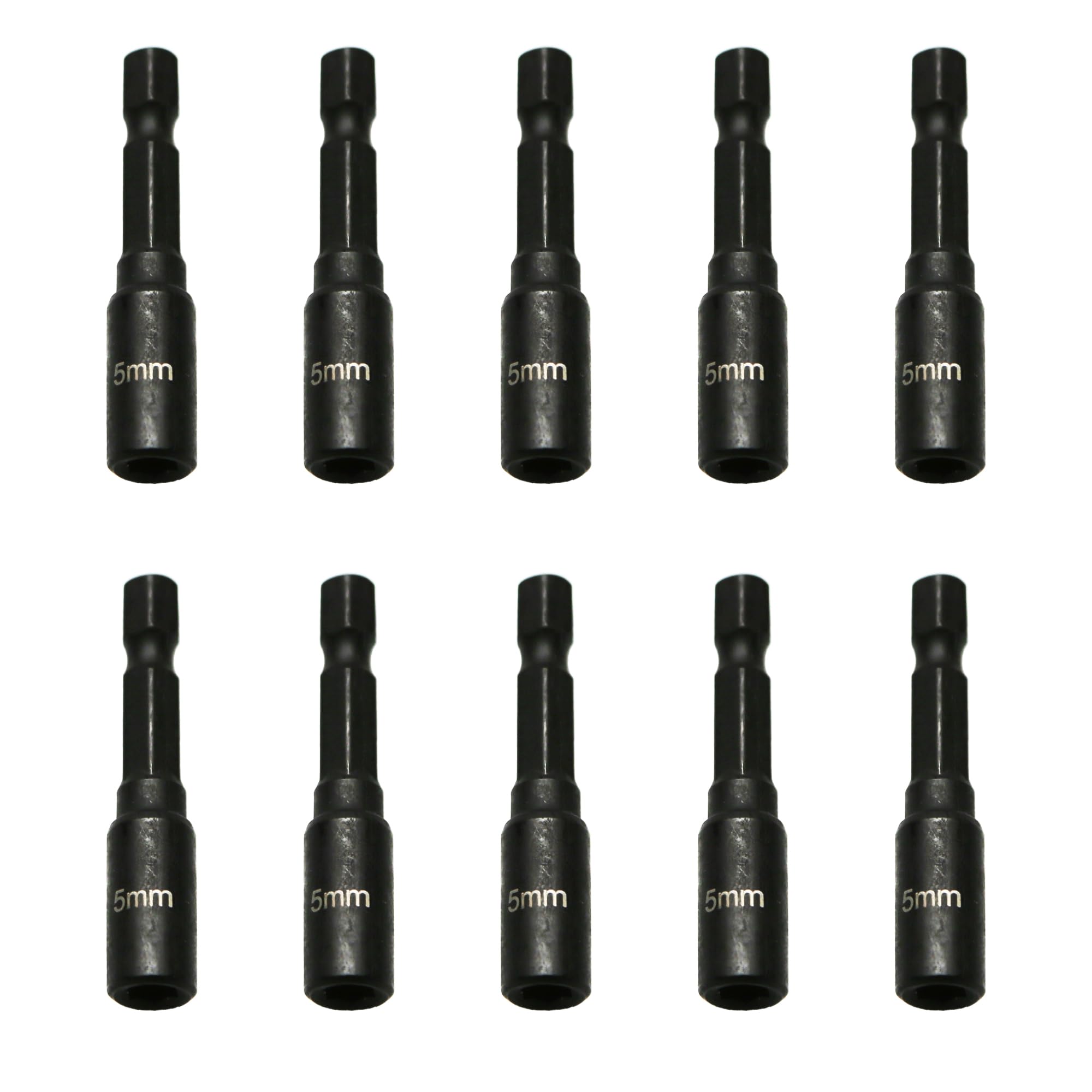 TMAX 10p 5mm Impact Magnetic Nutsetter Hex Nut Driver 1/4" Shank, Cr-V
