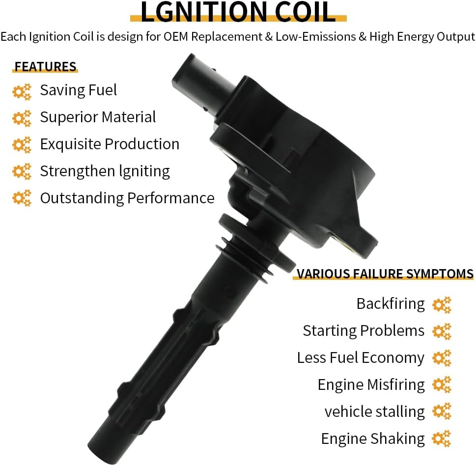 6Pcs UF535 Ignition Coils & Spark Plug Compatible with Dodge Freightliner Sprinter Mercedes-Benz C230 C250 C280 C300 C63 Cl550 Clk350 Cls500 E280 E300 E350 E400 E550 G550 G63 Gl450 Gl550