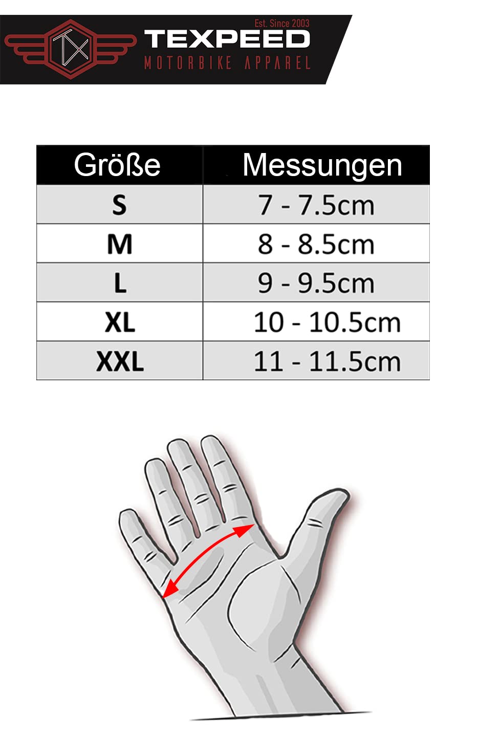 Texpeed Motorradhandschuhe Herren Leder - Biker Moped Gepanzert Knöchelschutz - Für Sommer oder Winter Schwarz - (L)