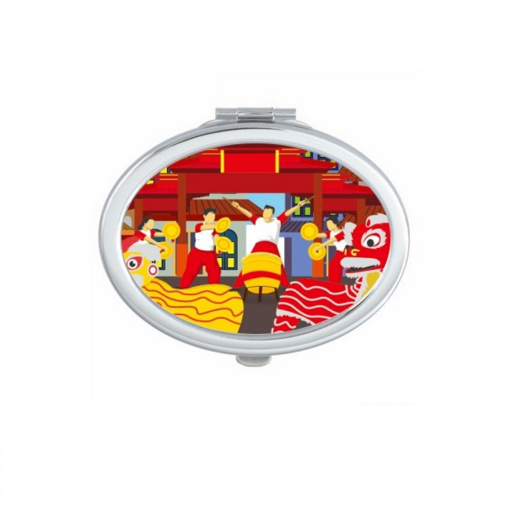 Miroir de maquillage compact portable lion pour sac à main