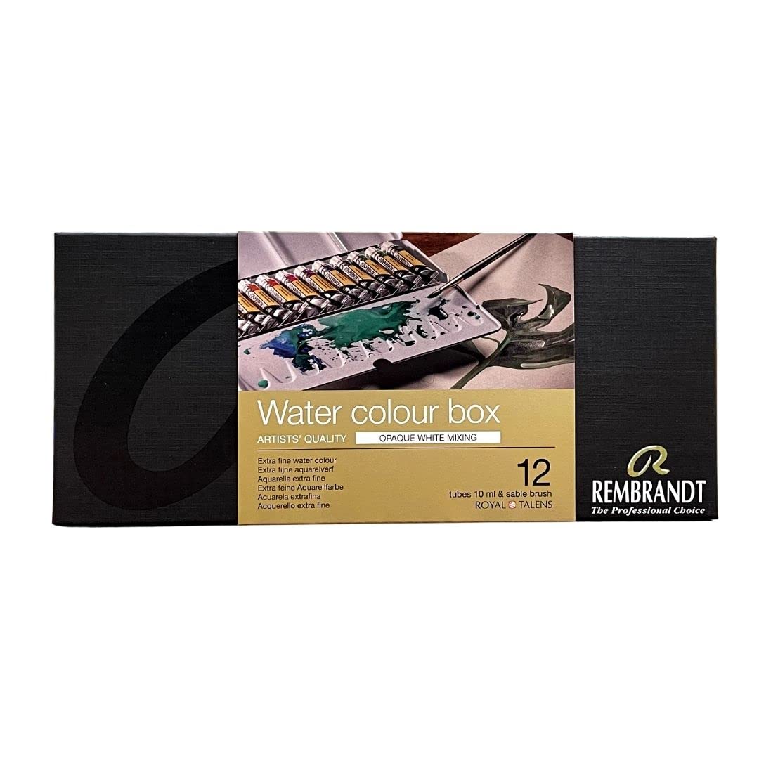 RembrandtProfessional Watercolour Paint Set in Luxury Metal Tin | Opaque White Mixing Selection | 12 Colours in Tubes (10 ml)