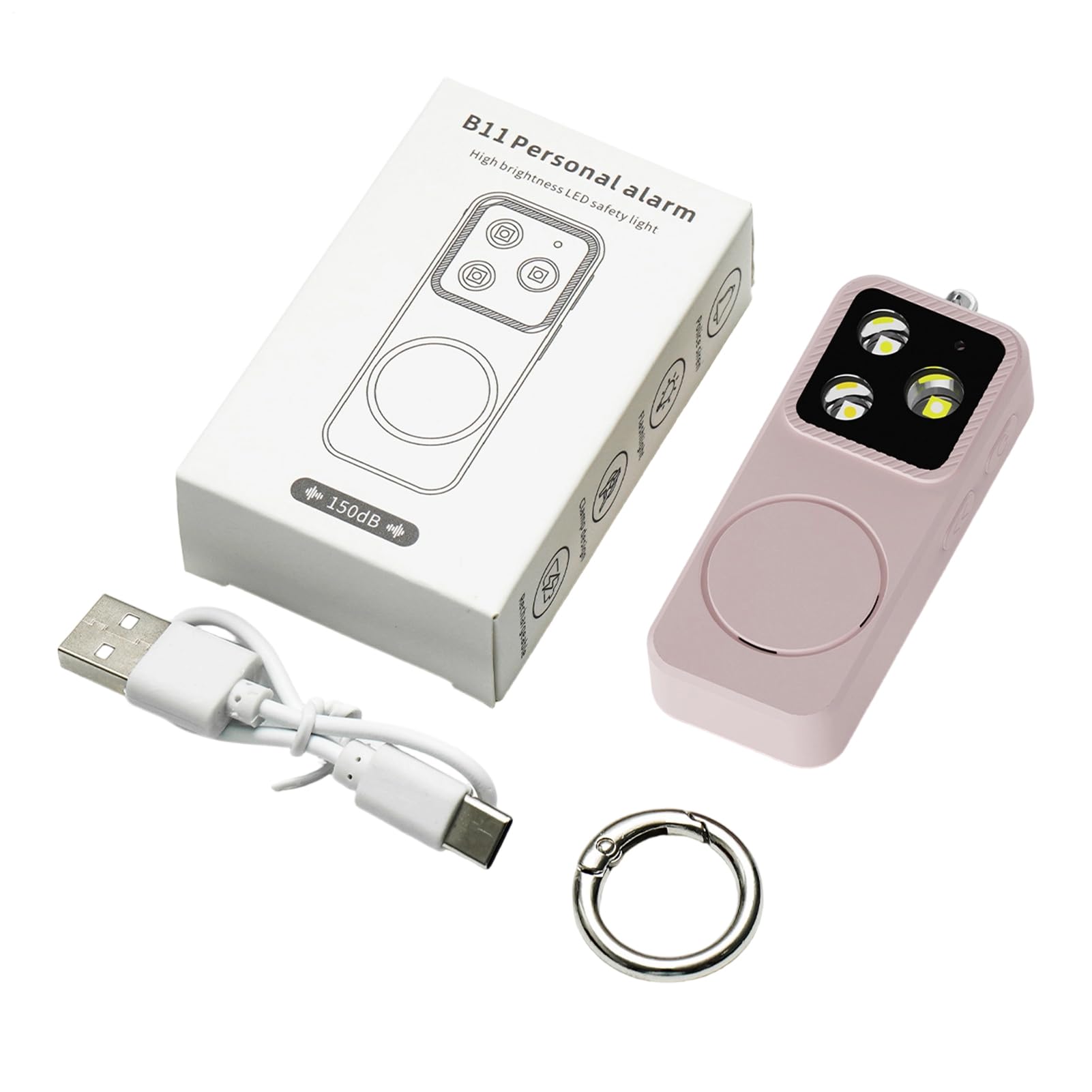 Alarma Personal | 150db de Seguridad Recargable,Llavero de Alarma de Autodefensa y Seguridad - para Ancianos, Estudiantes, Mujeres, Niñas, Niños y para la Diaria en la