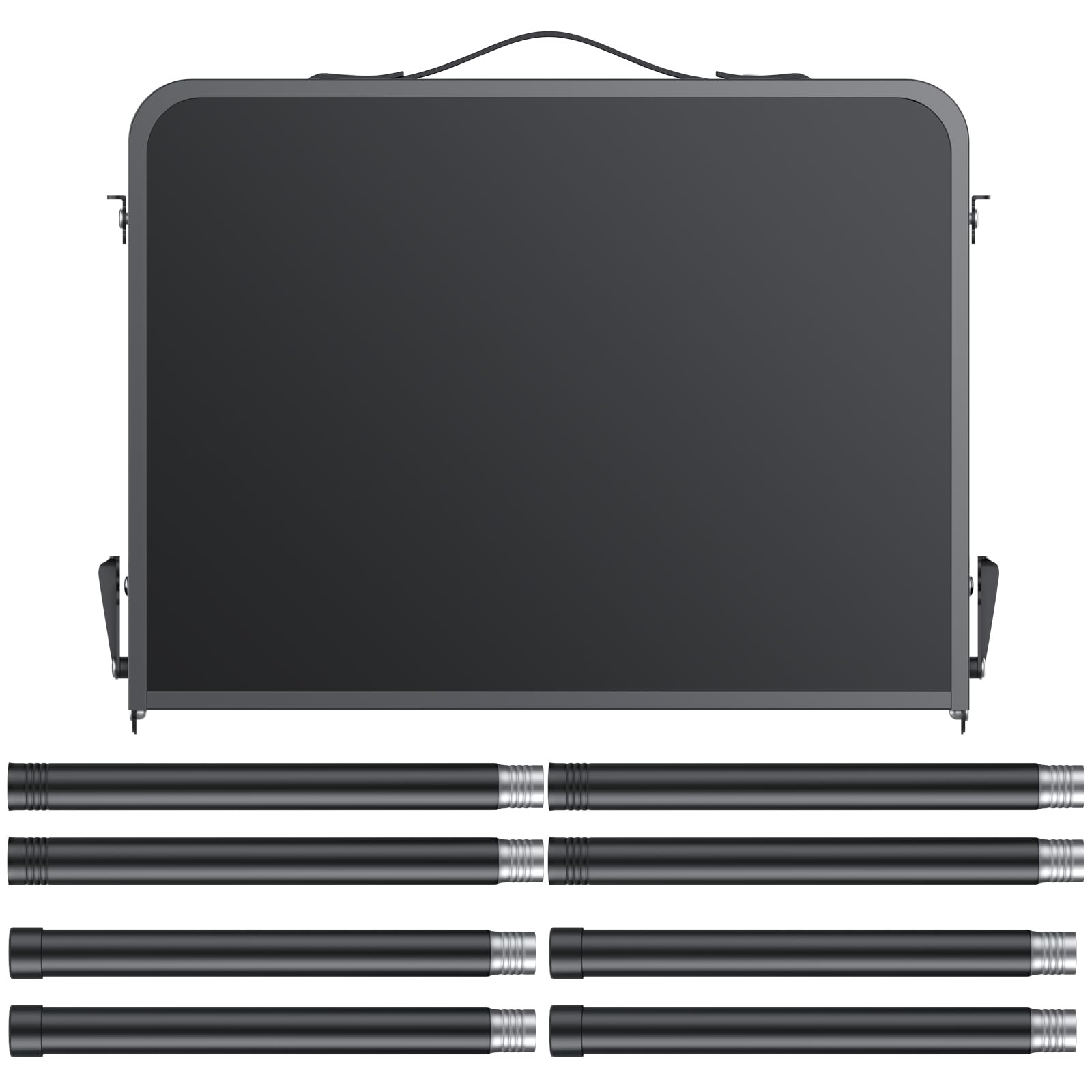 Anbte Mesa Plegable Camping 60x40x27.3/51/74.7cm Ajustable Altura Mesas de Acampada Portátil Mesa Playa Aluminio Impermeable Negro para Terraza Playa Exterior BBQ (Instalación Roscada)