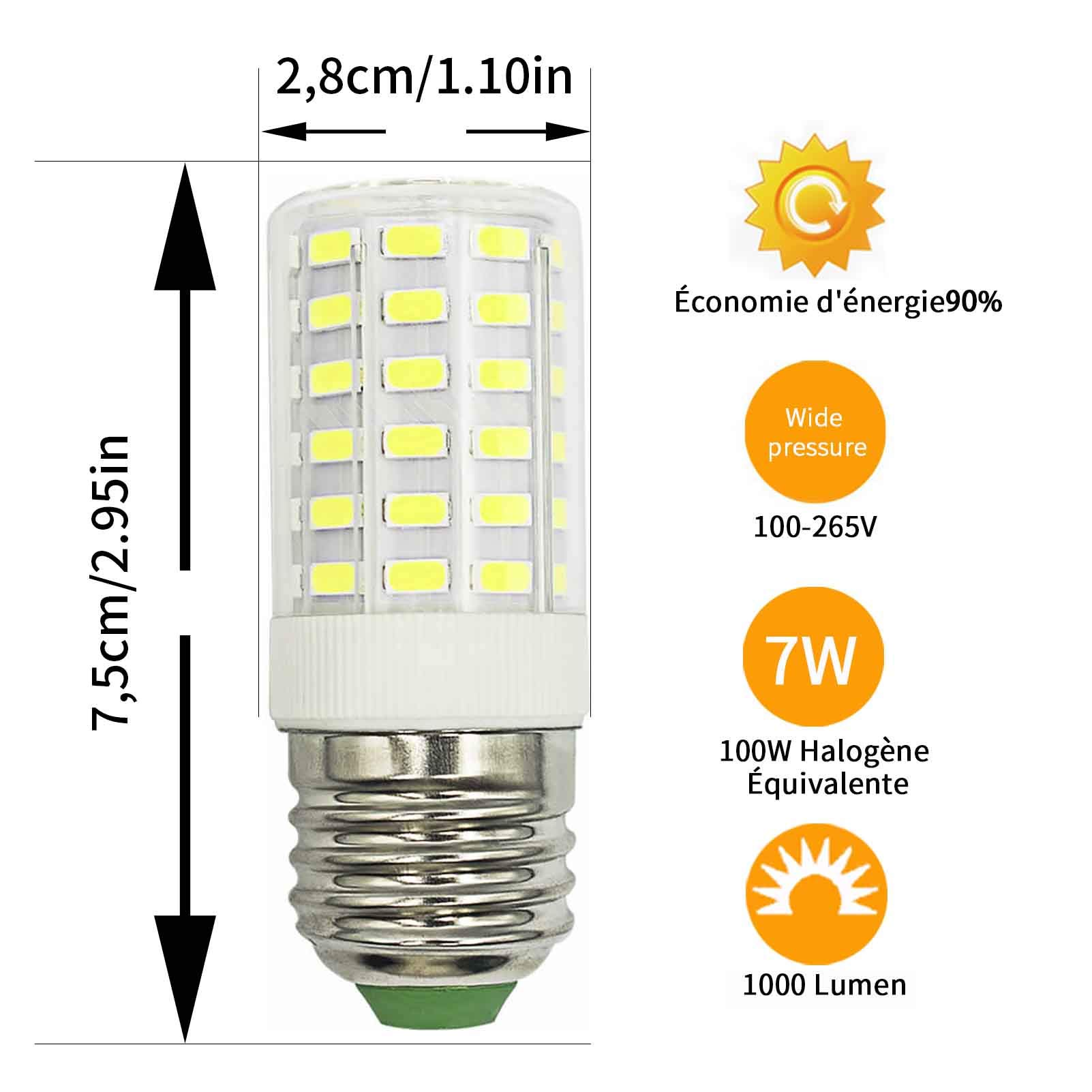 Bombillas led Bombillas LED E27 9W 100W Equivalente a halógeno 1000 lúmenes Blanco frío 6000K-6500K No Regulable Ahorro de energía 360 ​​​​Grados