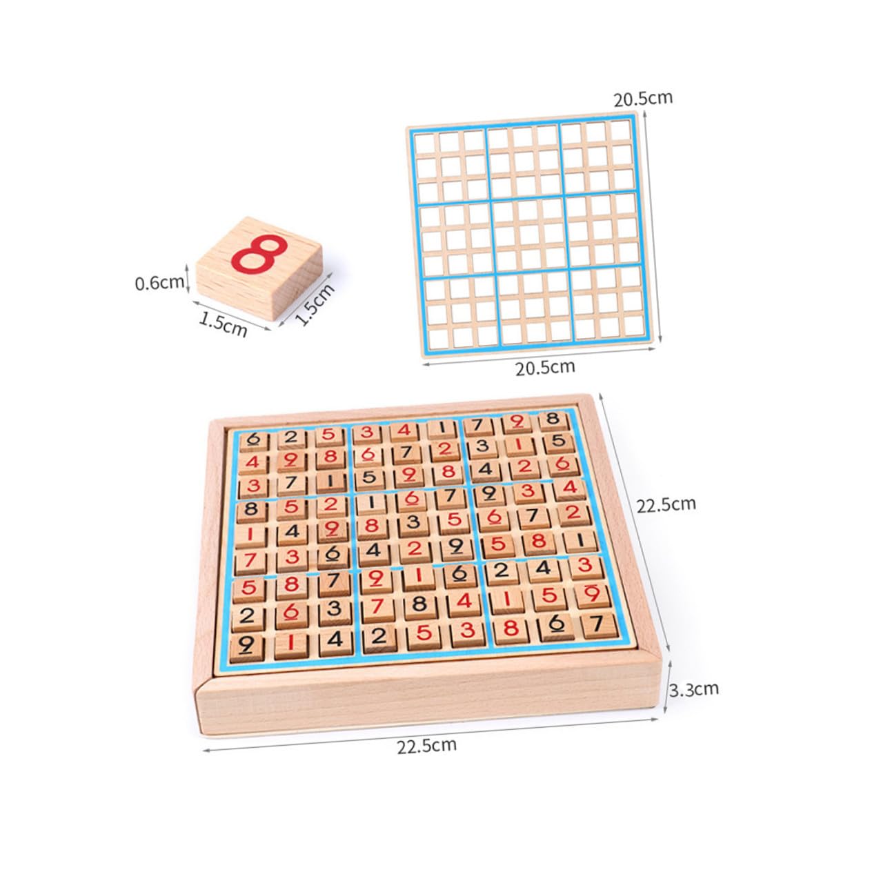 Juego de Mesa Sudoku de Madera, Juguete Educativo de Aritmética Tablero de 9 Casillas, Material Didáctico Seguro y Desarrollo Cognitivo, Adecuado para Aprendizaje Temprano
